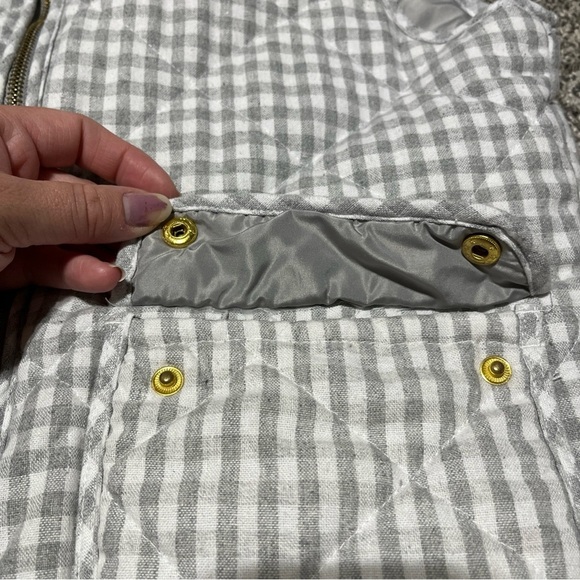 Blue Rain Grey and White Gingham Full Zip Quilted Vest Size Medium See Note - Picture 7 of 8